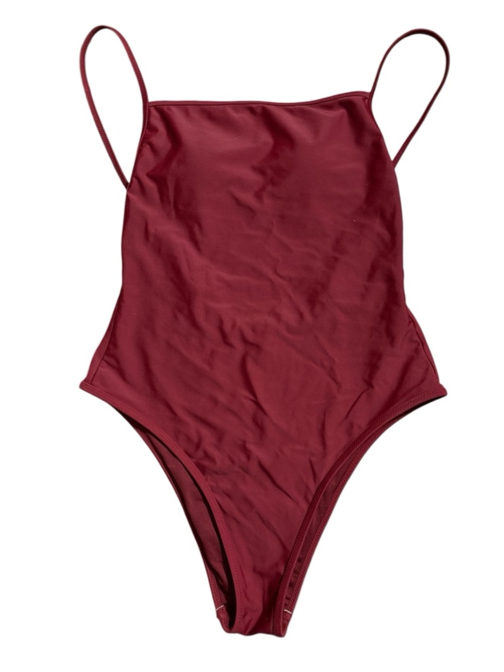 aerie tank swimsuit one piece burgundy S scoop back high leg thin strap